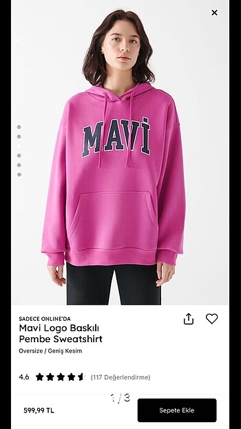 Mavi Logo Baskılı Pembe Sweatshirt