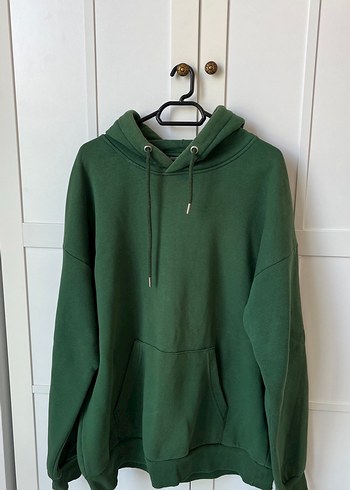 Erkek Haki Kapüşonlu Basic Sweatshirt