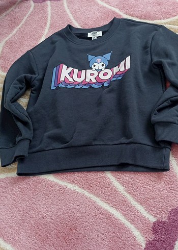 Kız Çocuk Gri Baskılı Sweatshirt ve Fırfırlı pantolon - Görsel 2