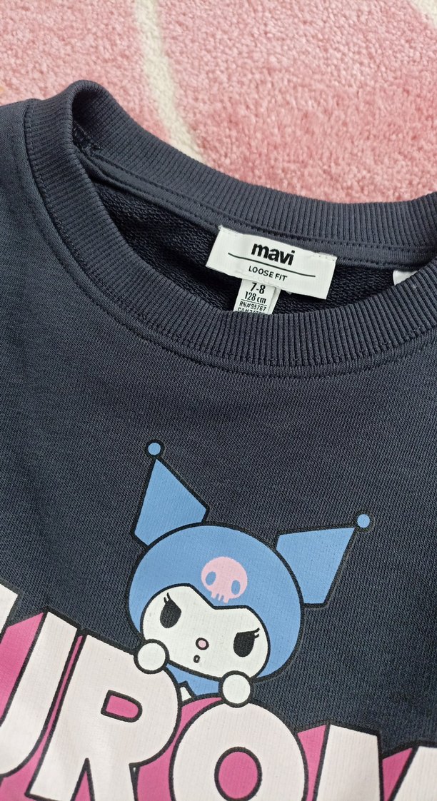 Kız Çocuk Gri Baskılı Sweatshirt ve Fırfırlı pantolon - Görsel 3