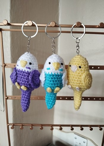 Örgü Muhabbet Kuşu Anahtarlıkları - Görsel 5