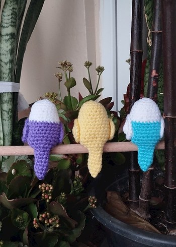 Örgü Muhabbet Kuşu Anahtarlıkları - Görsel 2