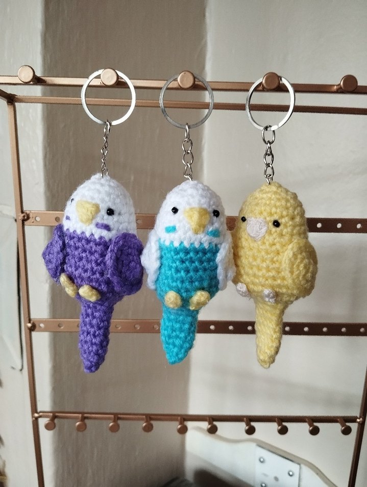 Örgü Muhabbet Kuşu Anahtarlıkları - Görsel 5