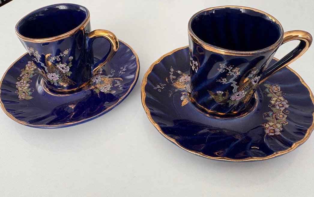 Lacivert ve Altın Detaylı Porselen Fincan Takımı - Görsel 3