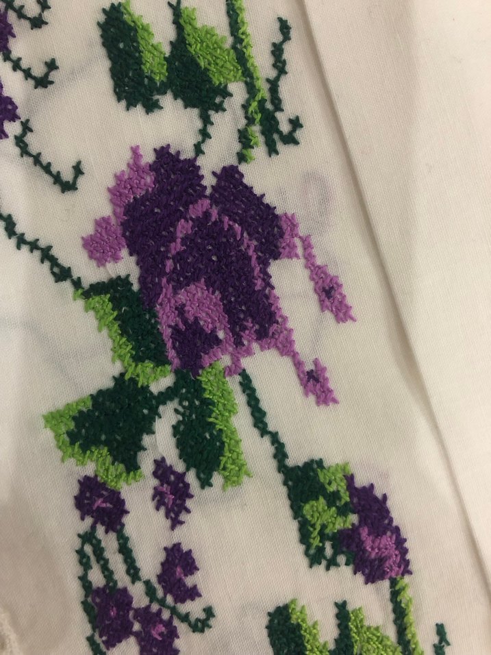 Mor Güllü kanaviçe El Yapımı yastık - Görsel 2