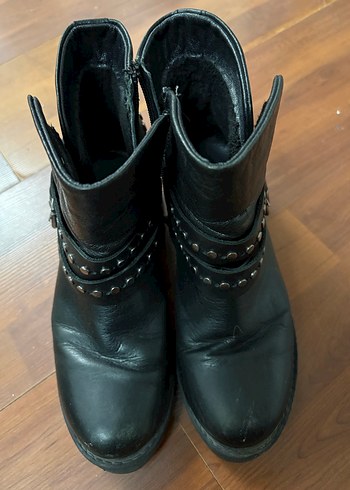 Siyah Tokalı Deri Biker Botlar - Görsel 4