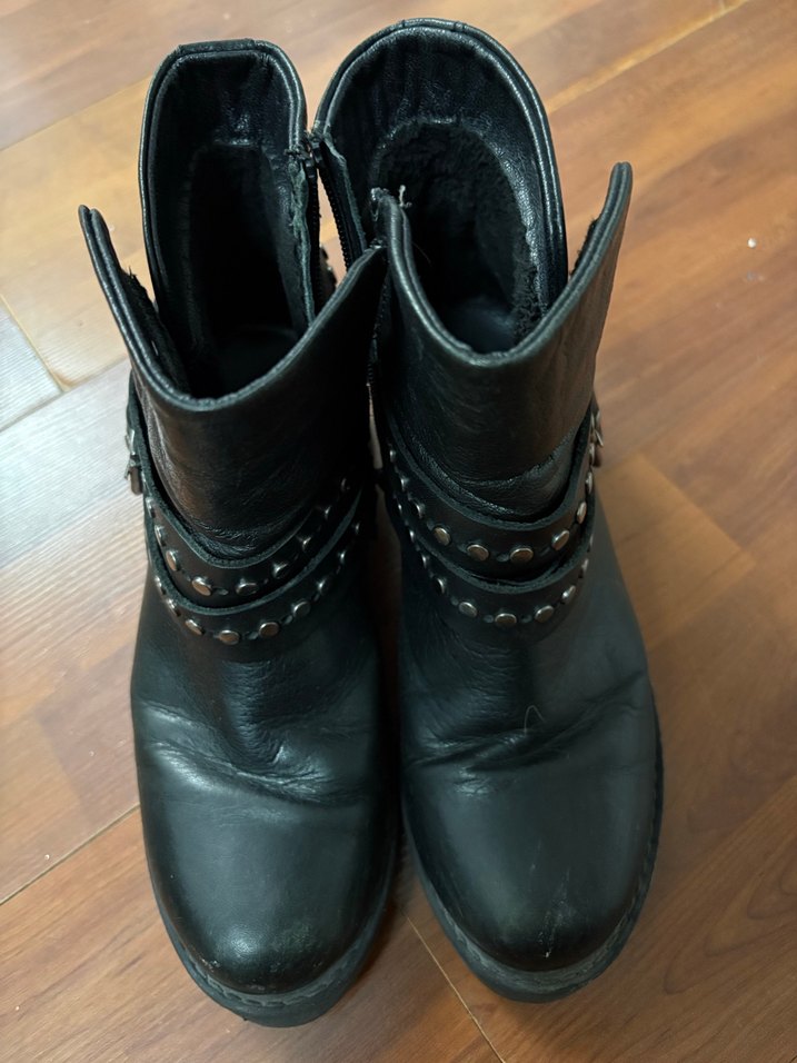 Siyah Tokalı Deri Biker Botlar - Görsel 4