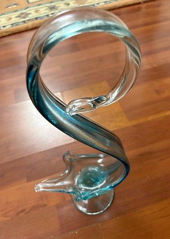 Koparma el yapımı mavi geçişli cam Dekoratif  sunumluk - Görsel 5