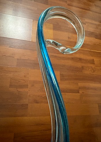 Koparma el yapımı mavi geçişli cam Dekoratif  sunumluk - Görsel 4