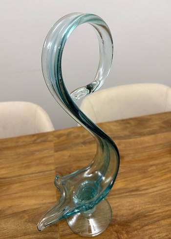 Koparma el yapımı mavi geçişli cam Dekoratif  sunumluk - Görsel 2