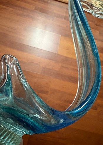 Koparma el yapımı mavi geçişli cam Dekoratif  sunumluk - Görsel 3