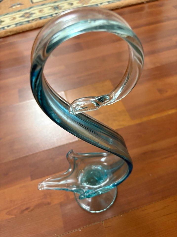 Koparma el yapımı mavi geçişli cam Dekoratif  sunumluk - Görsel 5