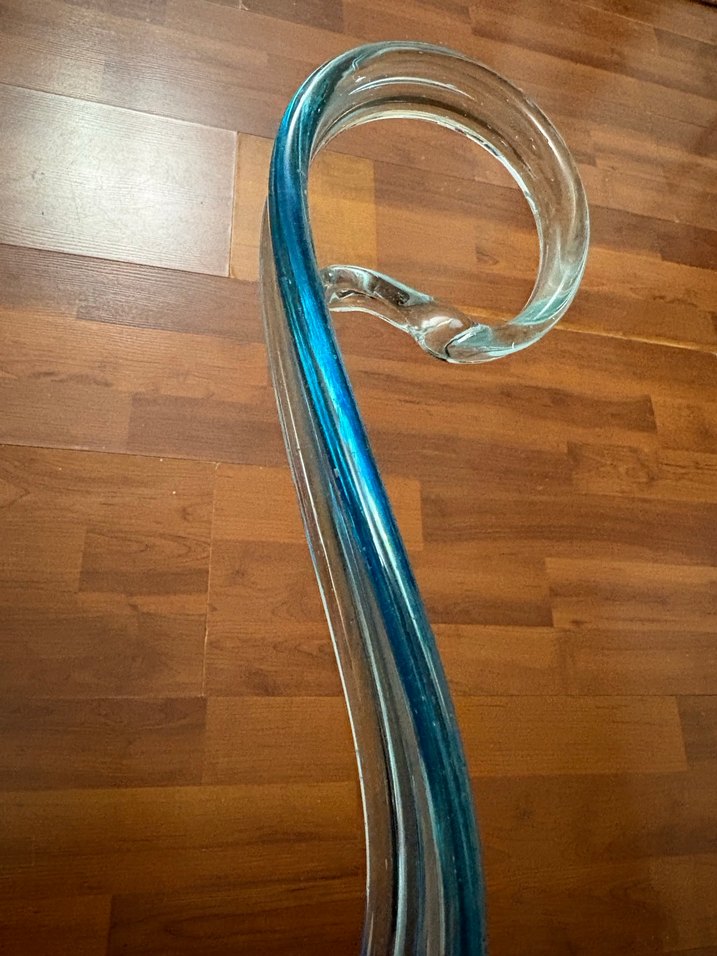 Koparma el yapımı mavi geçişli cam Dekoratif  sunumluk - Görsel 4