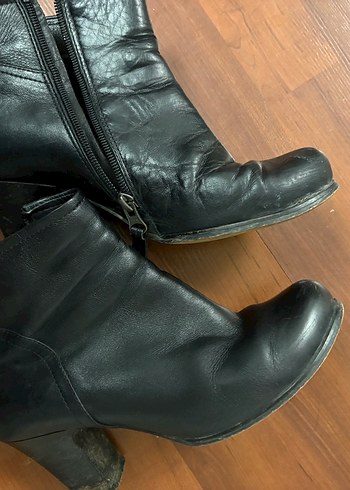 Kadın Siyah Deri Goth Kemerli Bot, birinci sınıf işçilik ve deri - Görsel 2