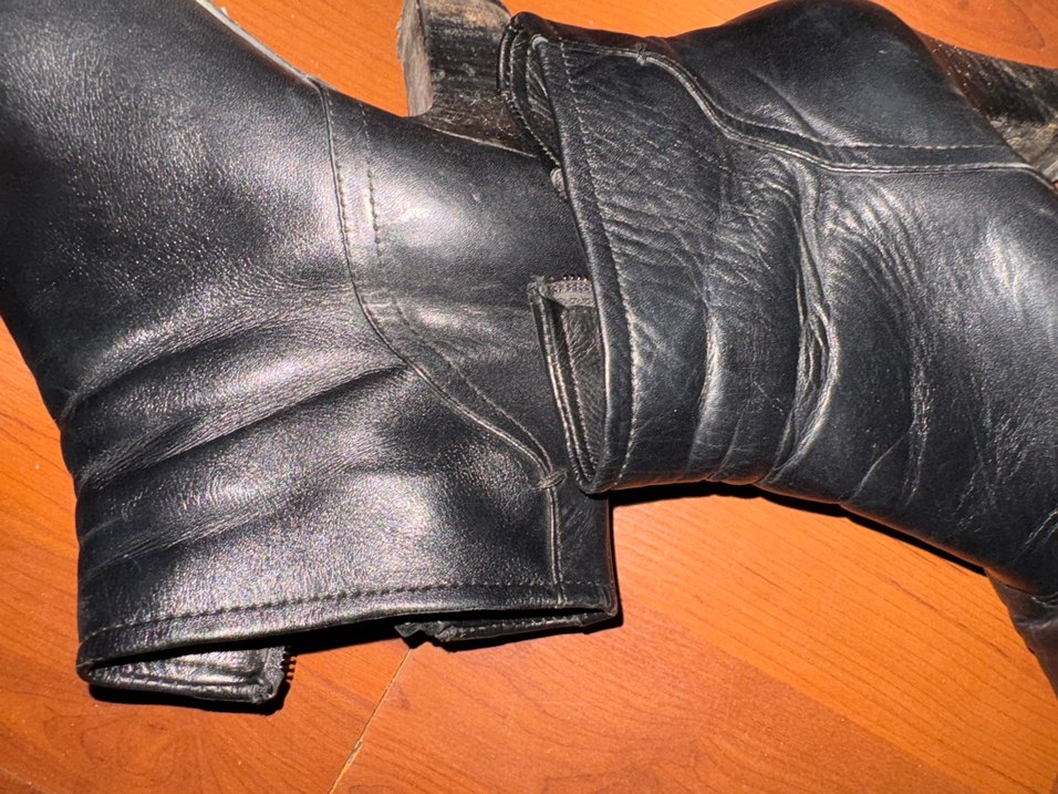 Kadın Siyah Deri Goth Kemerli Bot, birinci sınıf işçilik ve deri - Görsel 4