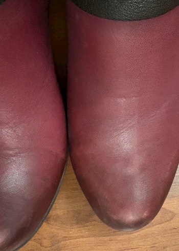 Bordo Deri Tokalı Kadın Bot - Görsel 6