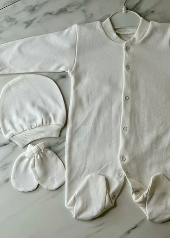 Bebek Erkek Beyaz Pamuklu Hastane Tulumu - Görsel 8