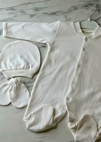 Bebek Erkek Beyaz Pamuklu Hastane Tulumu - Görsel 7