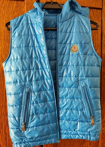 Mavi Parlak Kadın Şişme Yelek Moncler - Görsel 3