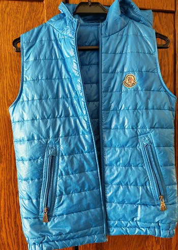 Mavi Parlak Kadın Şişme Yelek Moncler - Görsel 2