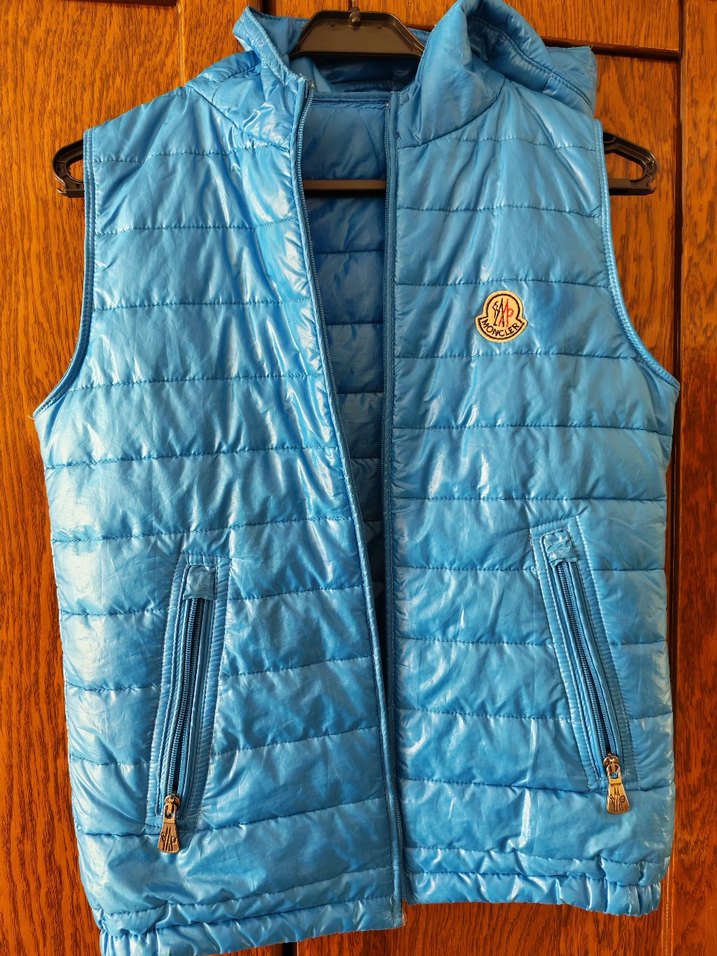 Mavi Parlak Kadın Şişme Yelek Moncler - Görsel 3