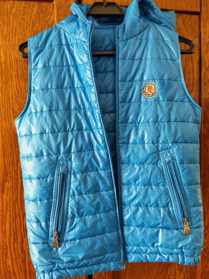 Mavi Parlak Kadın Şişme Yelek Moncler - Görsel 2