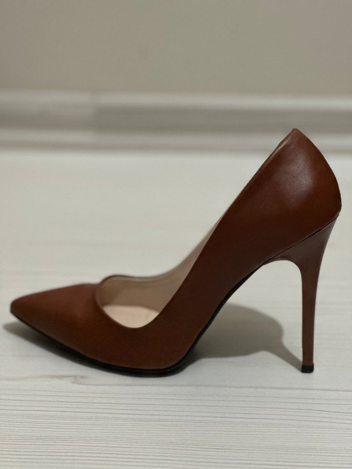 Kahverengi Stiletto Topuklu Kadın Ayakkabı - Görsel 2