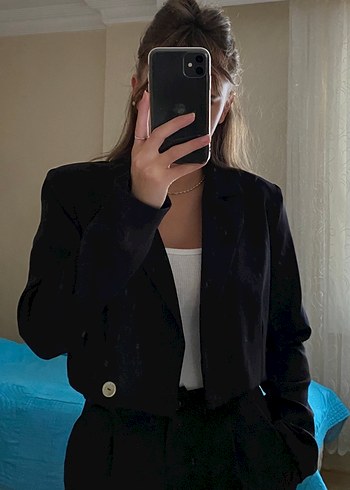 Crop blazer ceket
