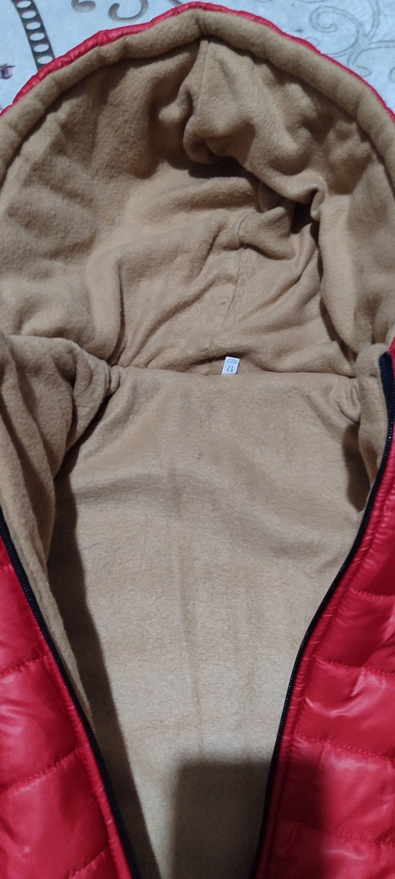 Kırmızı Kapüşonlu erkek polarlı Kışlık Mont - Görsel 5