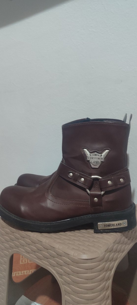 Kahverengi Tokalı Erkek Biker Bot - Görsel 2