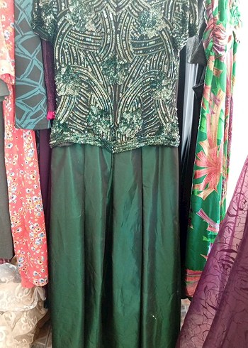 Yeşil Desenli Bohem Uzun Elbise - Görsel 2