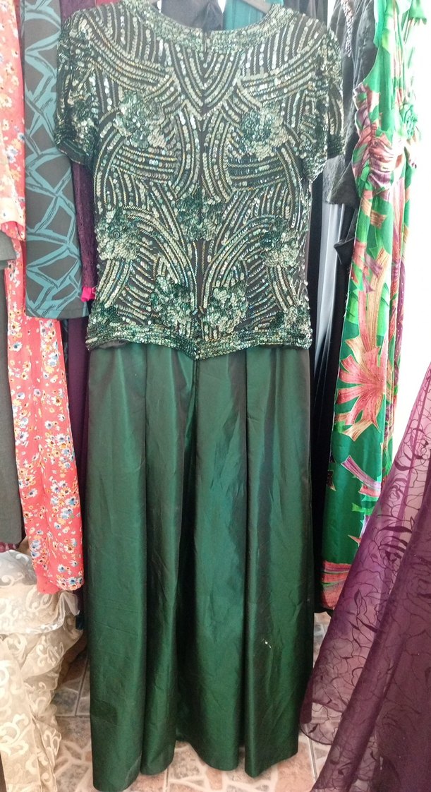 Yeşil Desenli Bohem Uzun Elbise - Görsel 2