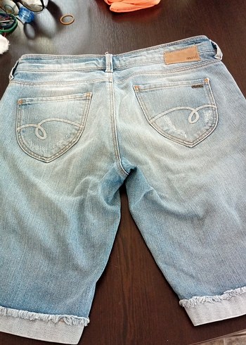 38 Beden mavi Renk Mavi Kadın Geniş Kesim Mini Denim Şort