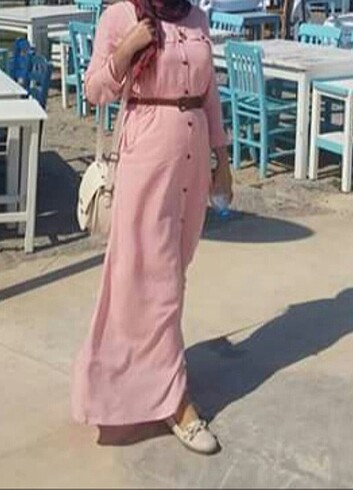 Pudra pembesi yazlık elbise 