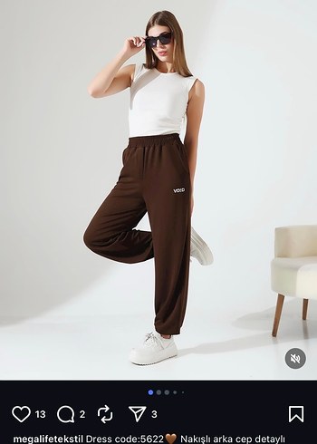 Vogue Kadın Kahverengi Rahat Kesim Keten Eşofman