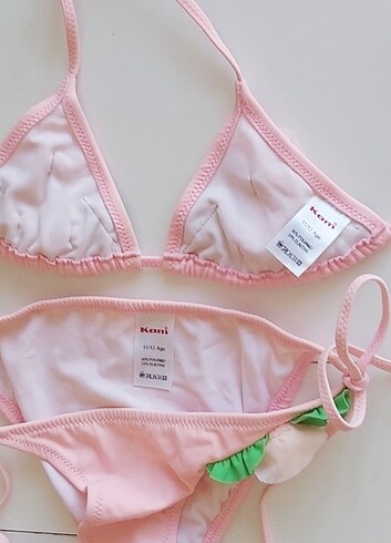 10 Yaş Beden pembe Renk 10-12 yaş kom bikini takımı 