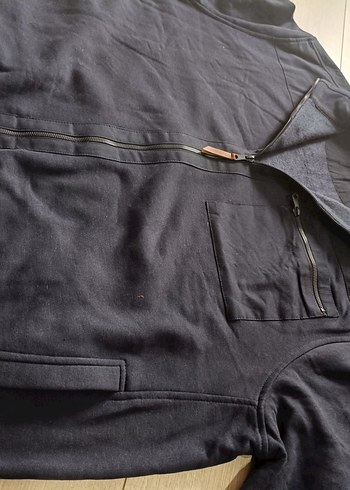 Battal Fermuarlı Lacivert Erkek Sweatshirt - Görsel 9