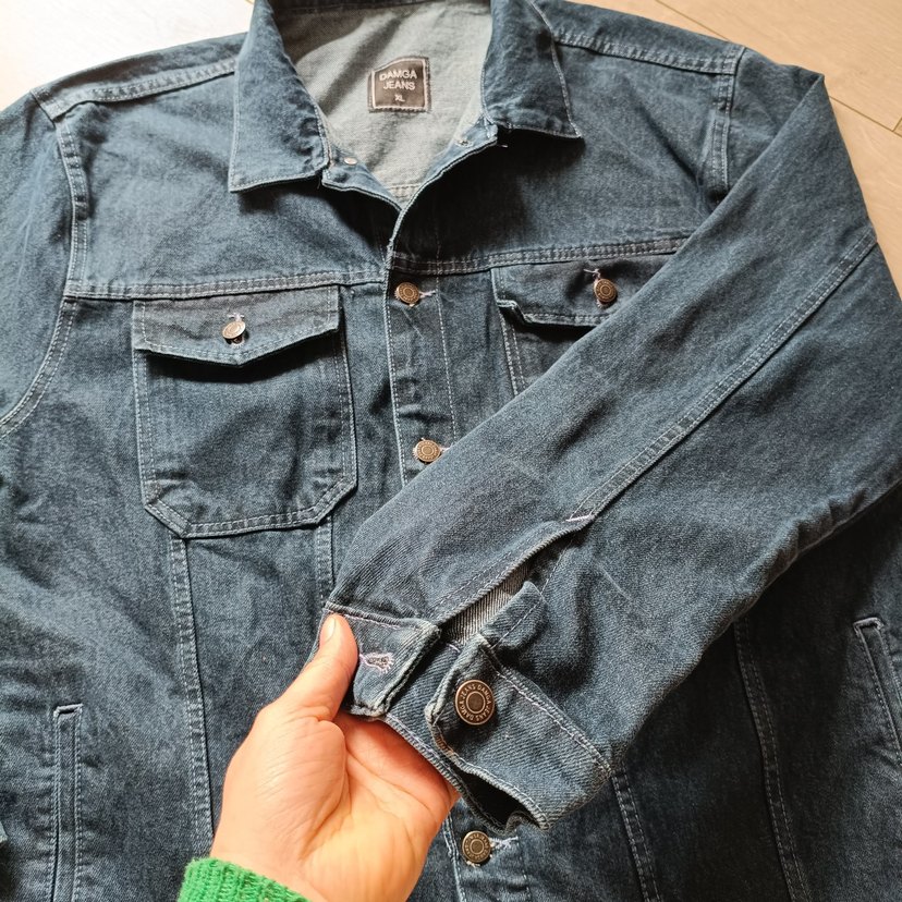 Düğmeli Gri Denim Ceket - Görsel 5