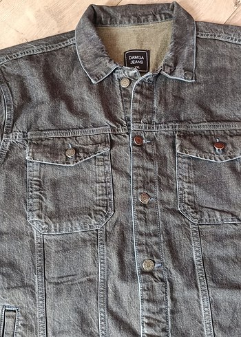 Gri Düğmeli Erkek Denim Ceket - Görsel 2