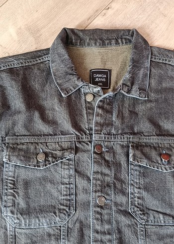 Gri Düğmeli Erkek Denim Ceket - Görsel 5