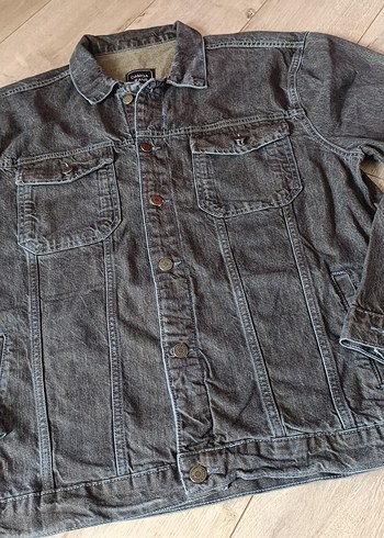Gri Düğmeli Erkek Denim Ceket - Görsel 6