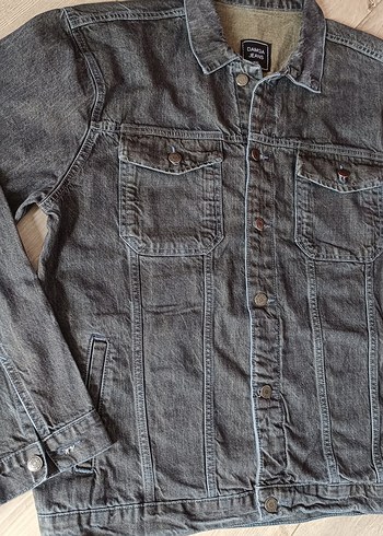 Gri Düğmeli Erkek Denim Ceket - Görsel 3