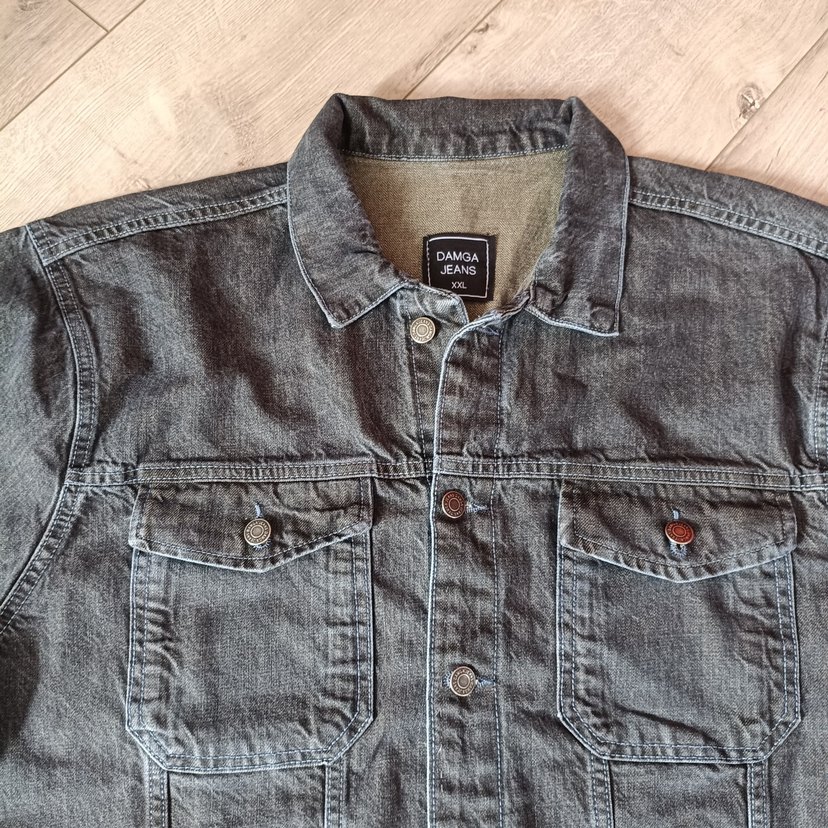 Gri Düğmeli Erkek Denim Ceket - Görsel 5