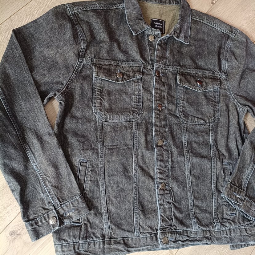 Gri Düğmeli Erkek Denim Ceket - Görsel 3