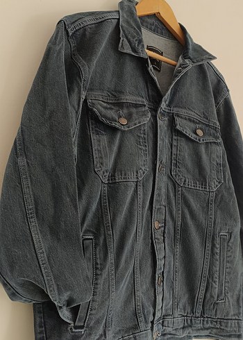 Gri Düğmeli unisex Denim Ceket - Görsel 5