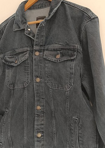 Gri Düğmeli unisex Denim Ceket - Görsel 3