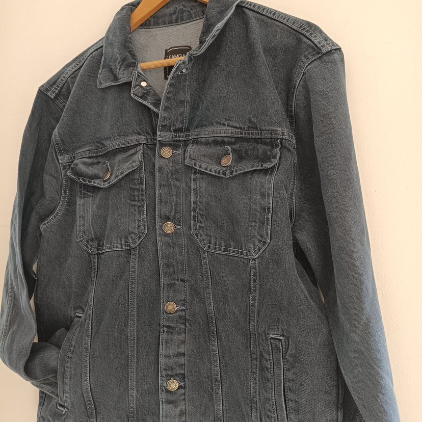 Gri Düğmeli unisex Denim Ceket - Görsel 3