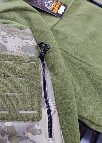 Kamuflaj Cepli Erkek Haki Polar Ceket - Görsel 4