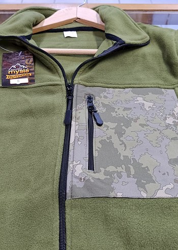Kamuflaj Cepli Erkek Haki Polar Ceket - Görsel 3