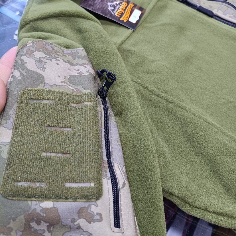 Kamuflaj Cepli Erkek Haki Polar Ceket - Görsel 4